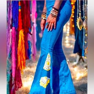 Boho Flare Pants Small Cotton Denim High Rise Jeans